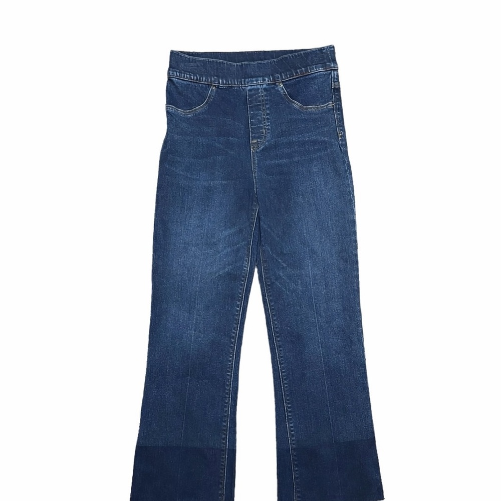 Spanx-Medium-Wash Cropped Flare Pull on Denim